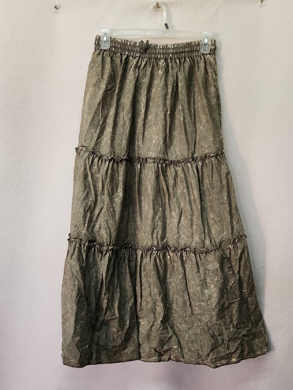 Zenana Outfitters Olive Tiered Maxi Skirt